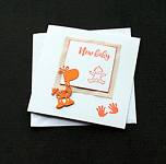Orange Baby Giraffe - Handcrafted New Baby Card - dr17-0075